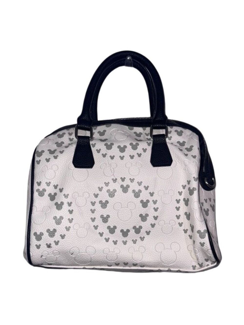 Disney Mickey Mouse Embossed White & Black Satchel Bag With Detachable Strap 14x